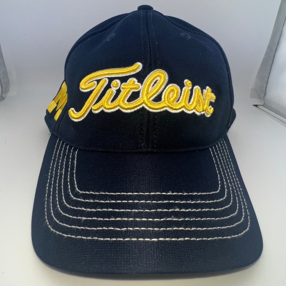 Titleist‎ Michigan Wolverines Golf Hat Mens M-L Navy Blue Fitted TH5FCOL-MI